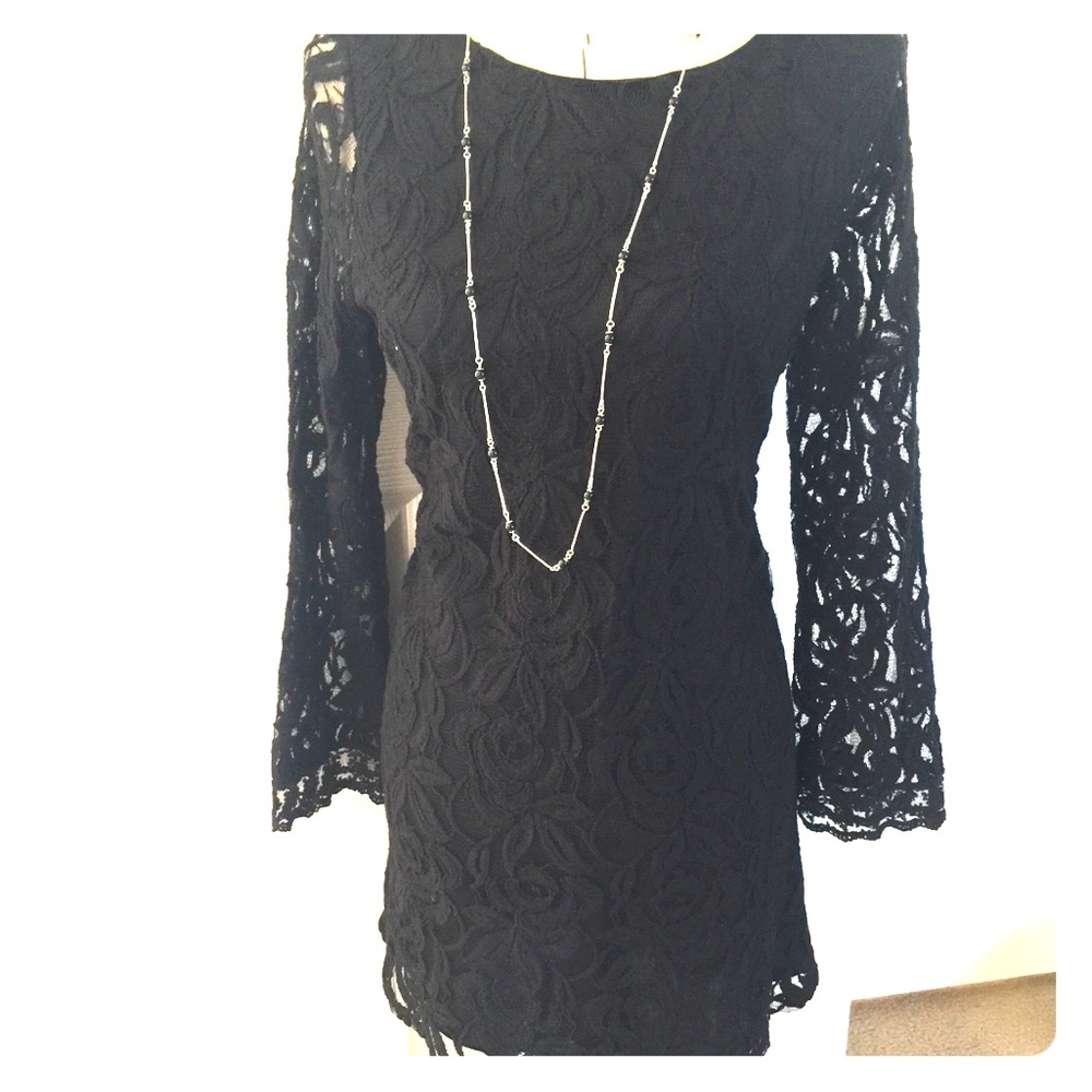 Mini black lace dress